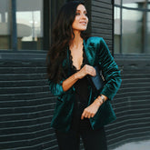 Wine Me And Dine Me Pocketed Velvet Blazer - Wine
